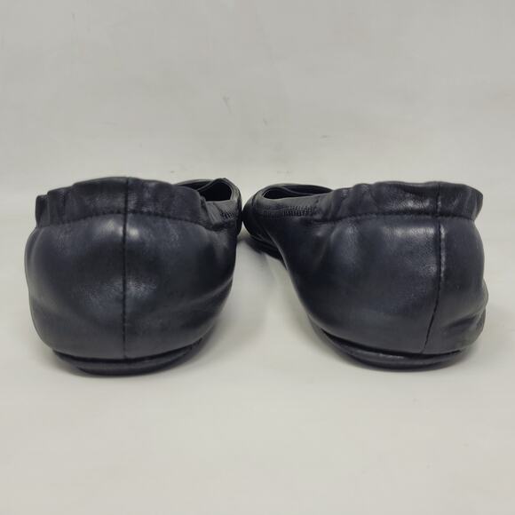 Tory Burch Flats Womens 7M Black Leather Minnie Ballet Comfort Double T Sip On - Picture 7 of 13